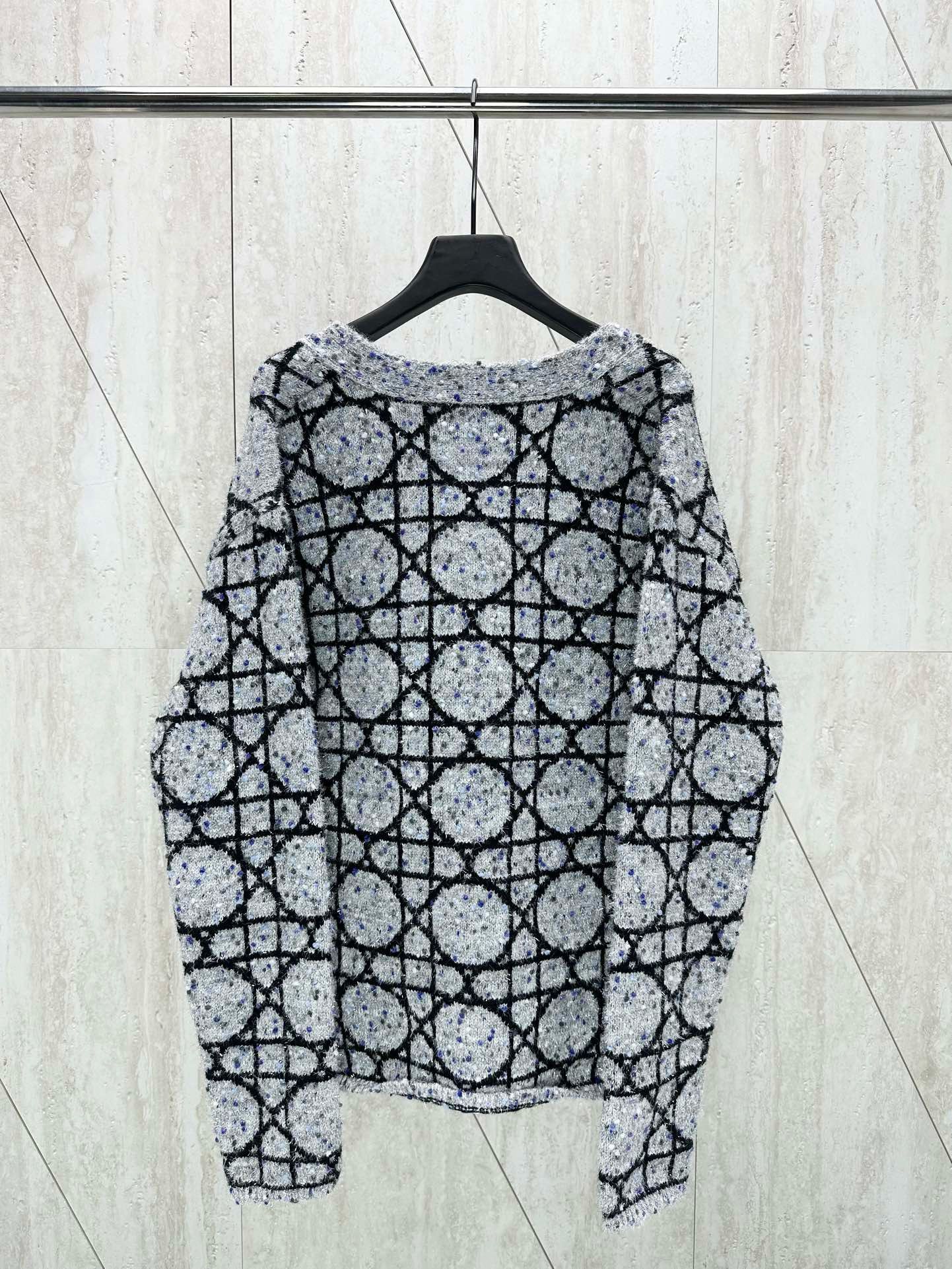 1:1 Top quality diamond jacquard woven sweater jacket