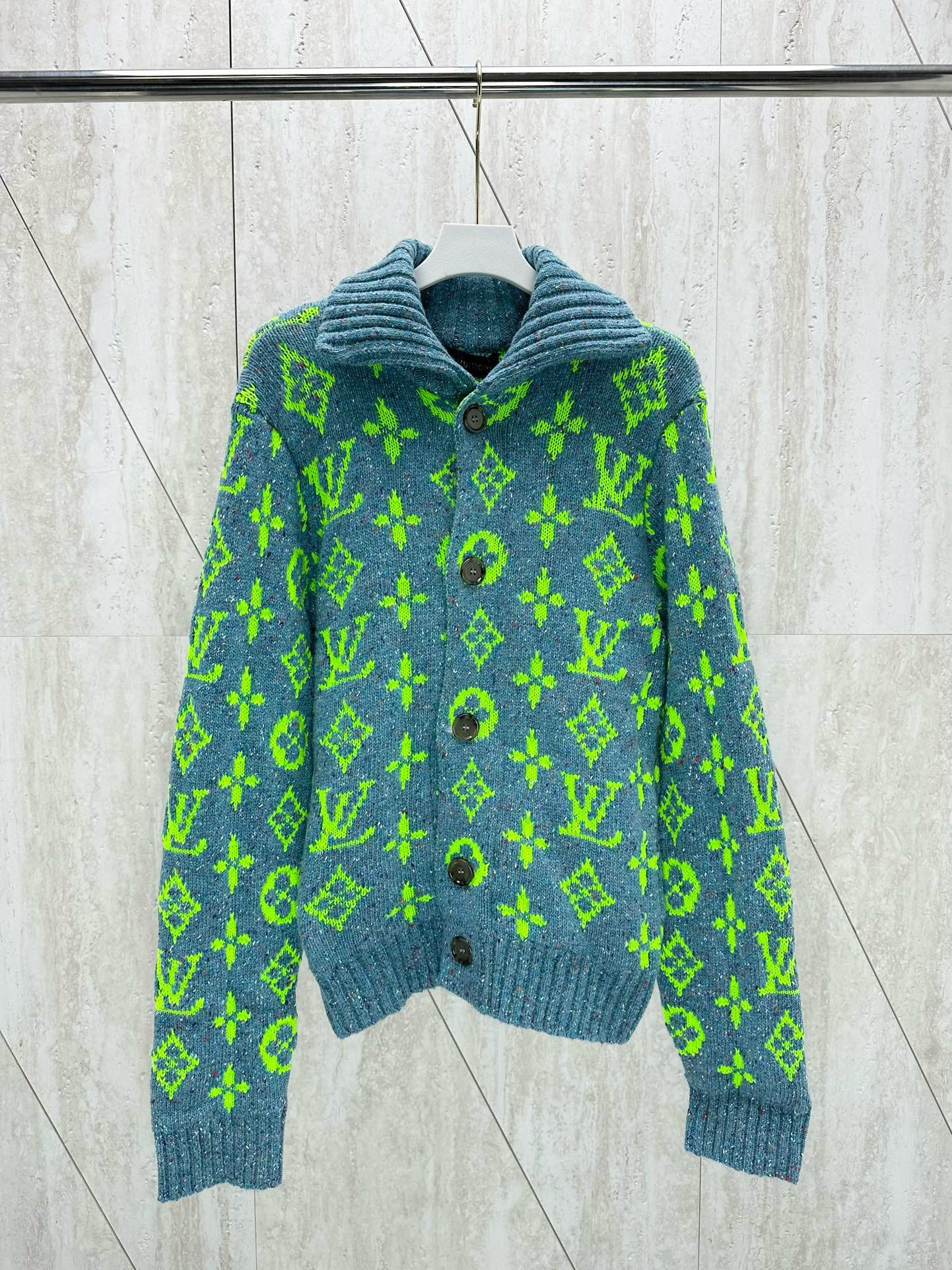 1:1 Top version 2024 new yarn jacquard cardigan knit sweater jacket