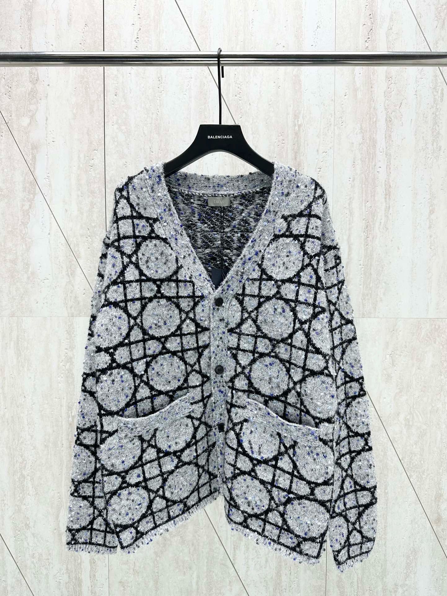 1:1 Top quality diamond jacquard woven sweater jacket
