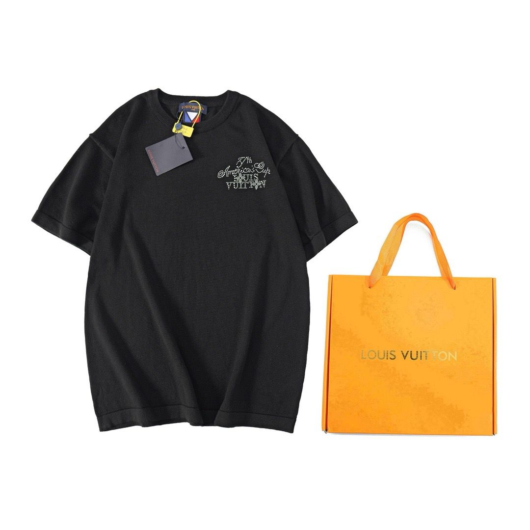 1:1 Version new black rhinestone tee