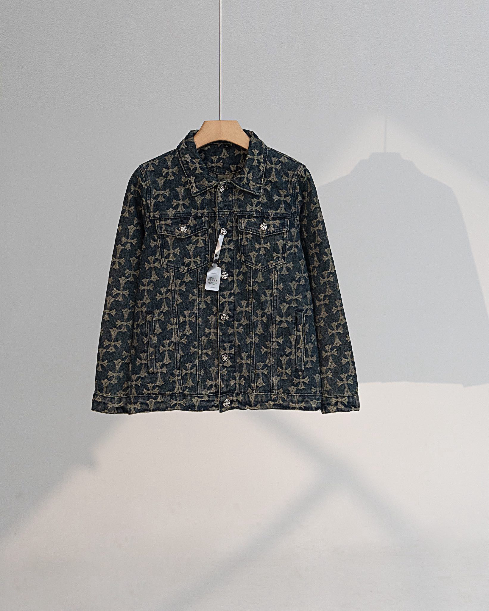 1:1 version new arrival full logo jacquard denim jacket