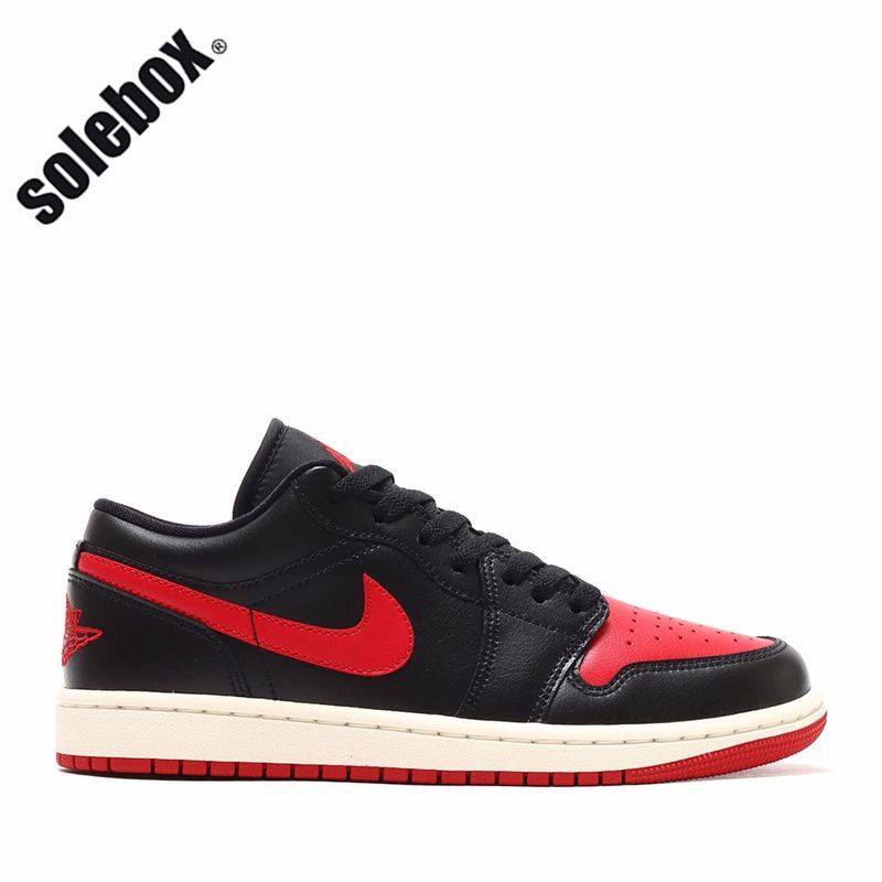 1:1 version aj1 black red low top retro shoes
