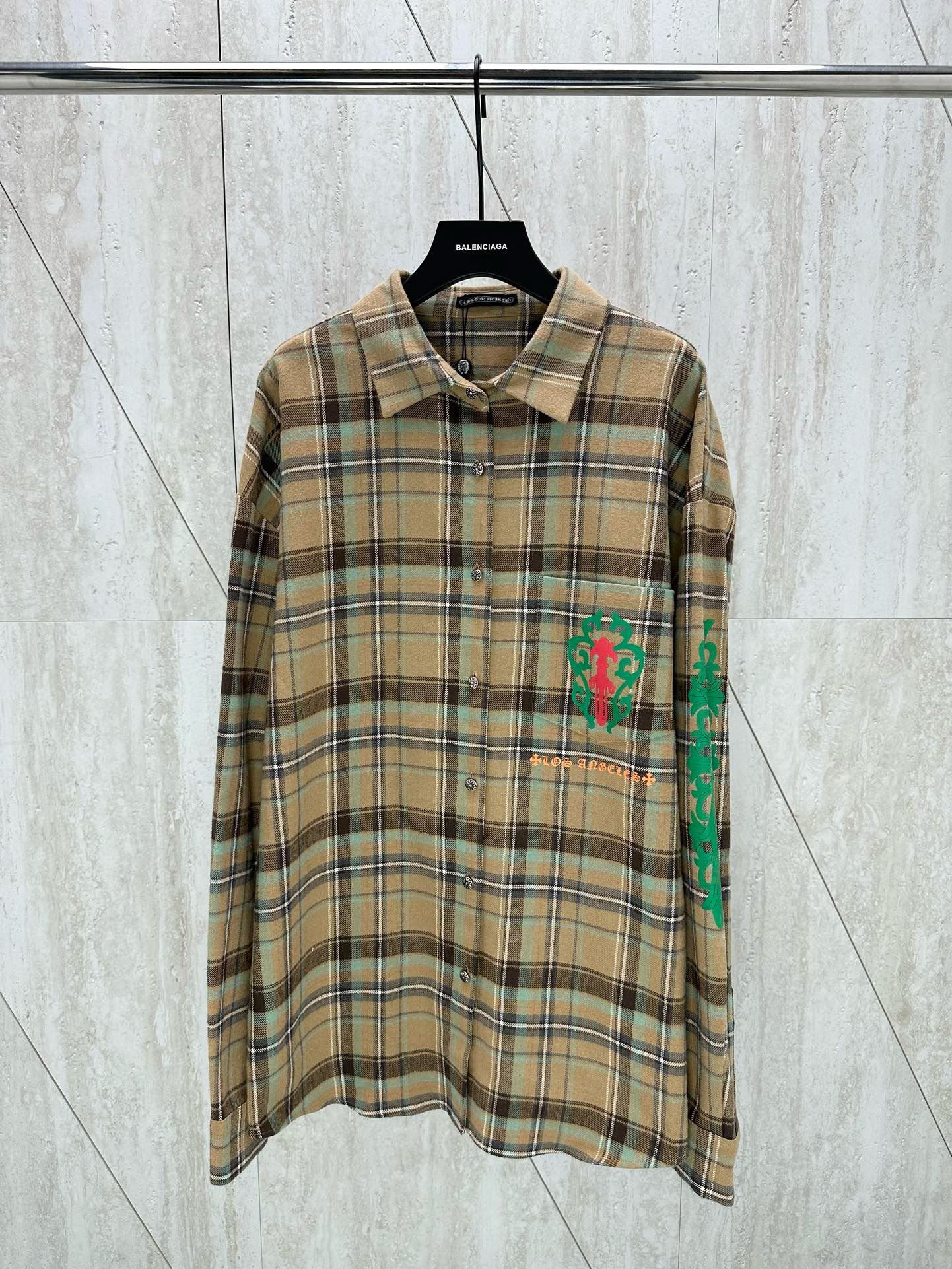 1:1 Version heart behind the sword plaid shirt jacket
