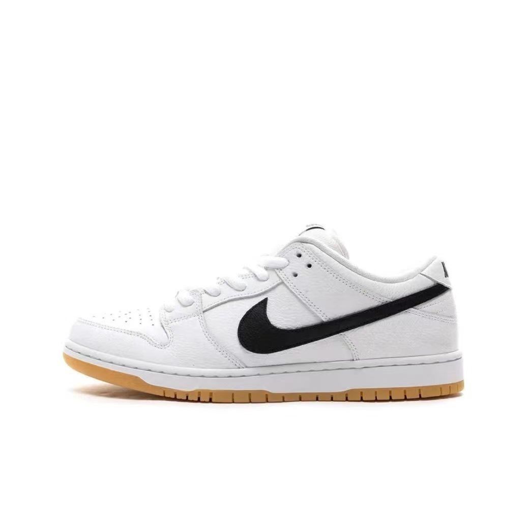 Classic hot style dunk low white blakc rubber skate shoes