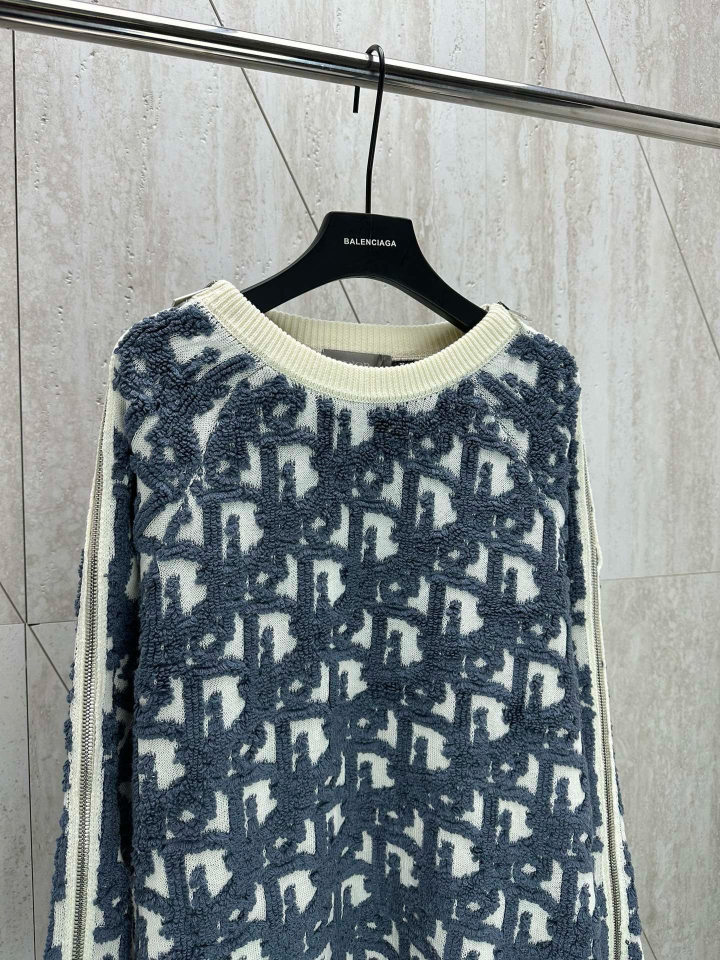 1：1 Top version new towel embroidered zipper jacquard sweater