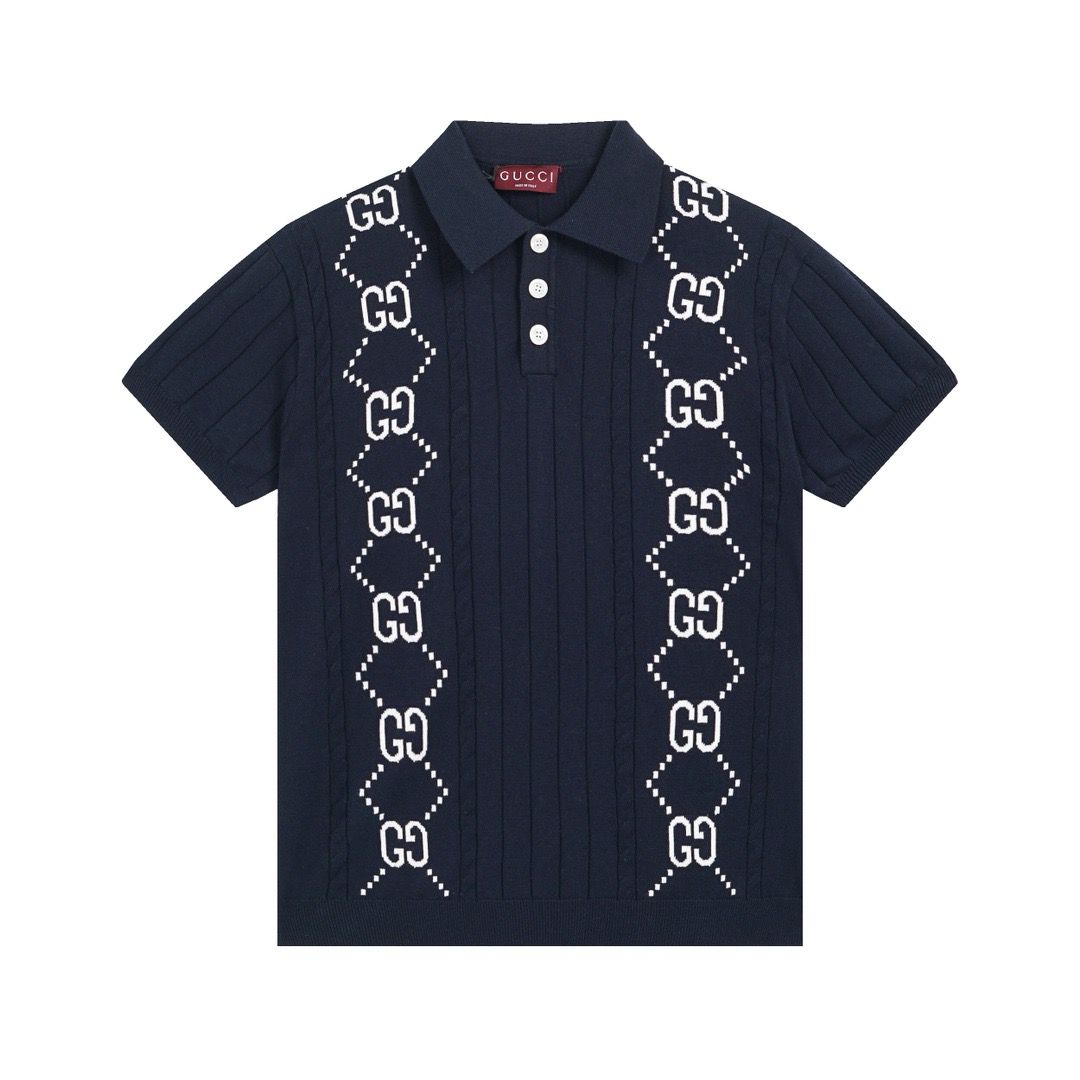 1:1 version inlaid rib piping polo shirt