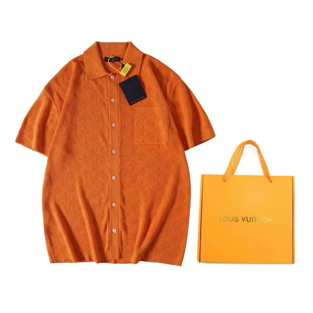1:1 version new orange jacquared button t shirt