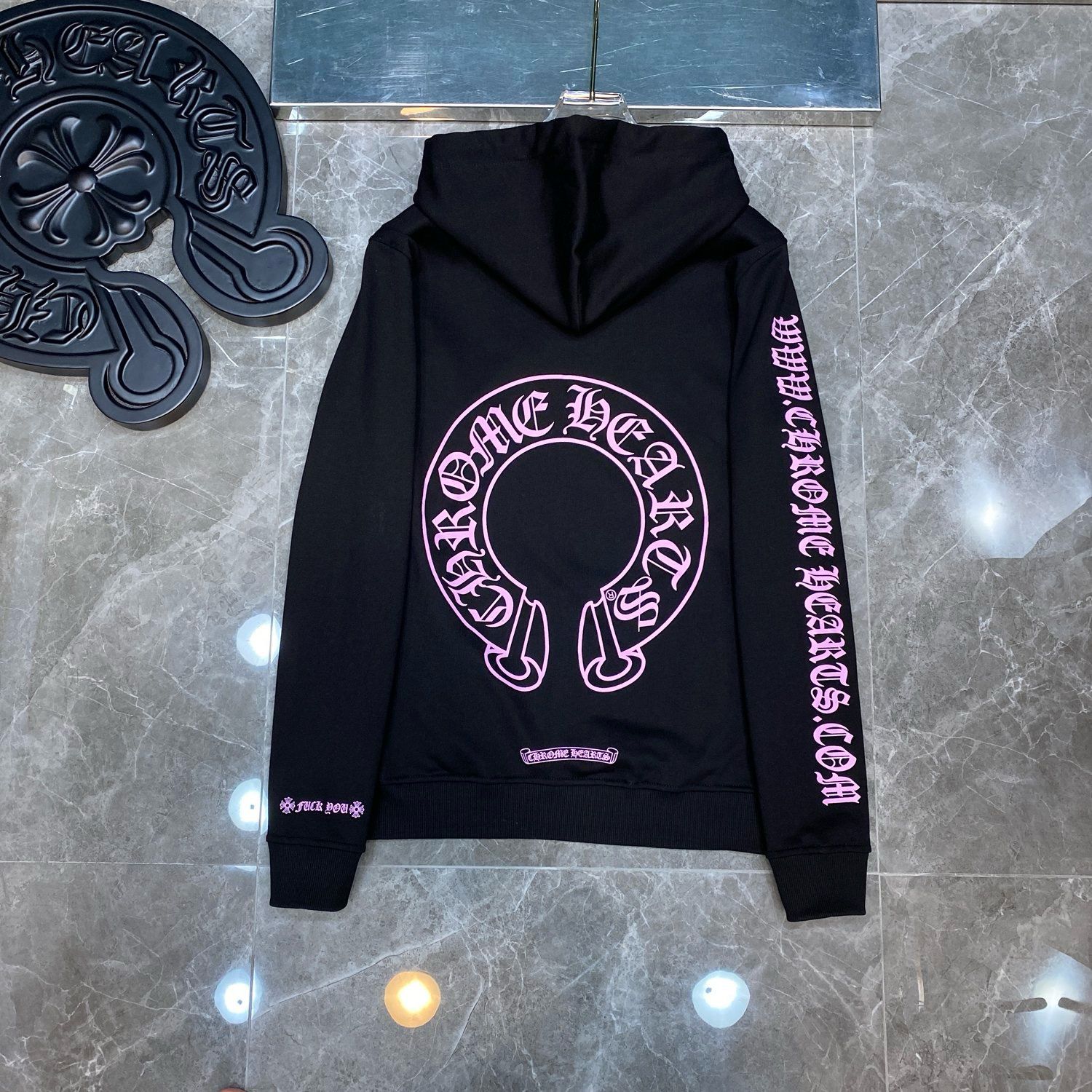 New arrival black with purple logo hoodie