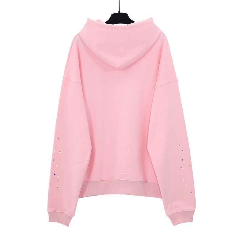 New arrival white puff logo pink cotton hoodie