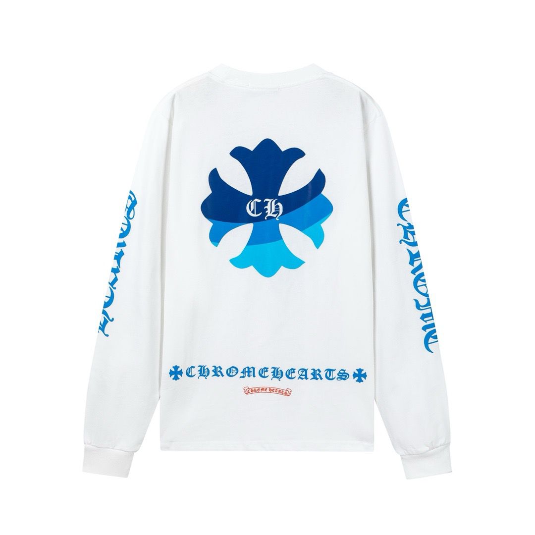 New arrival gradient blue cross print long sleeve