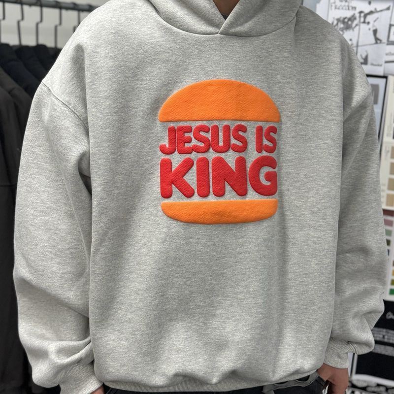 New arrival saint grey with orange oversize hoodie