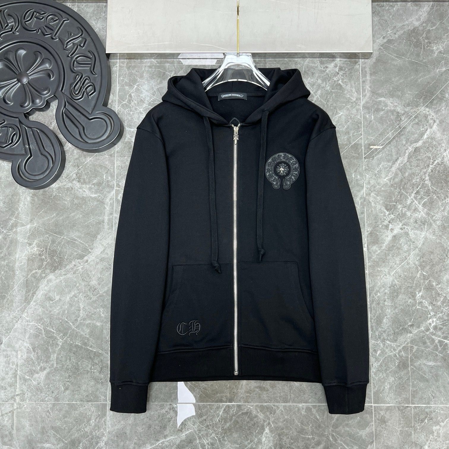 New arrival black white zipper hoodie