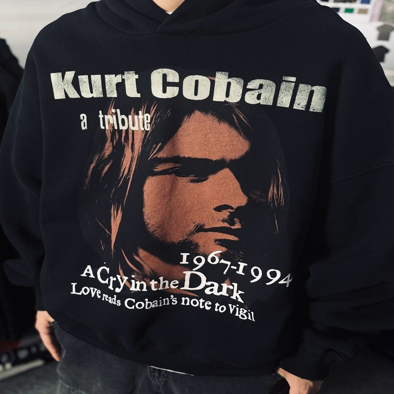 New arrival saint nircvana painting letters black oversize hoodie
