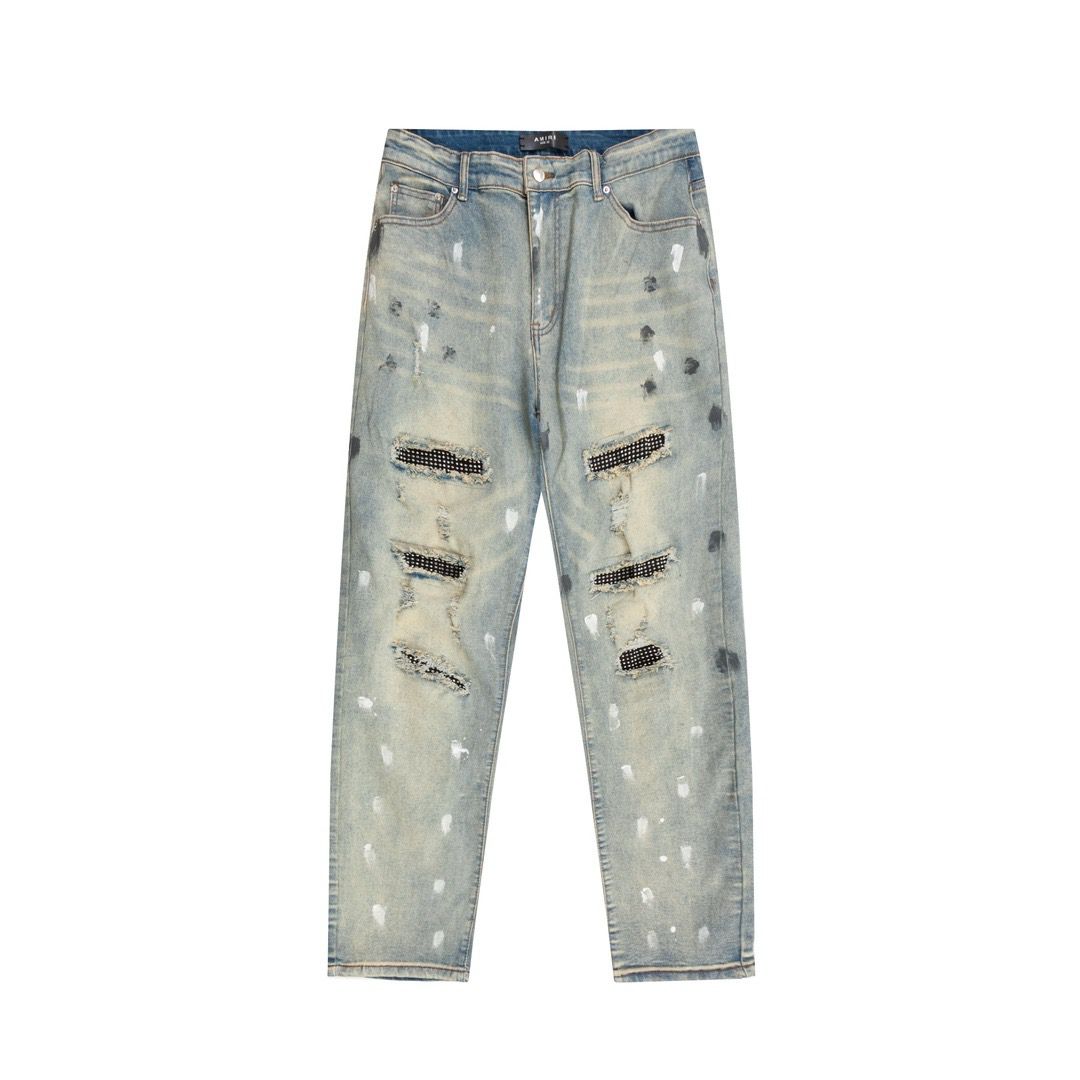 New arrival washing blue with mini rhinestone jeans