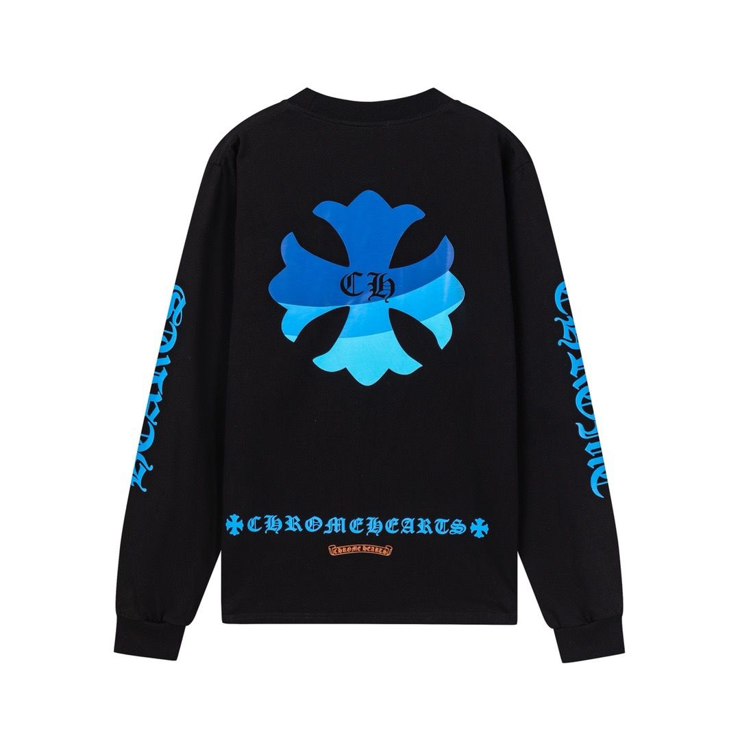 New arrival gradient blue cross print long sleeve