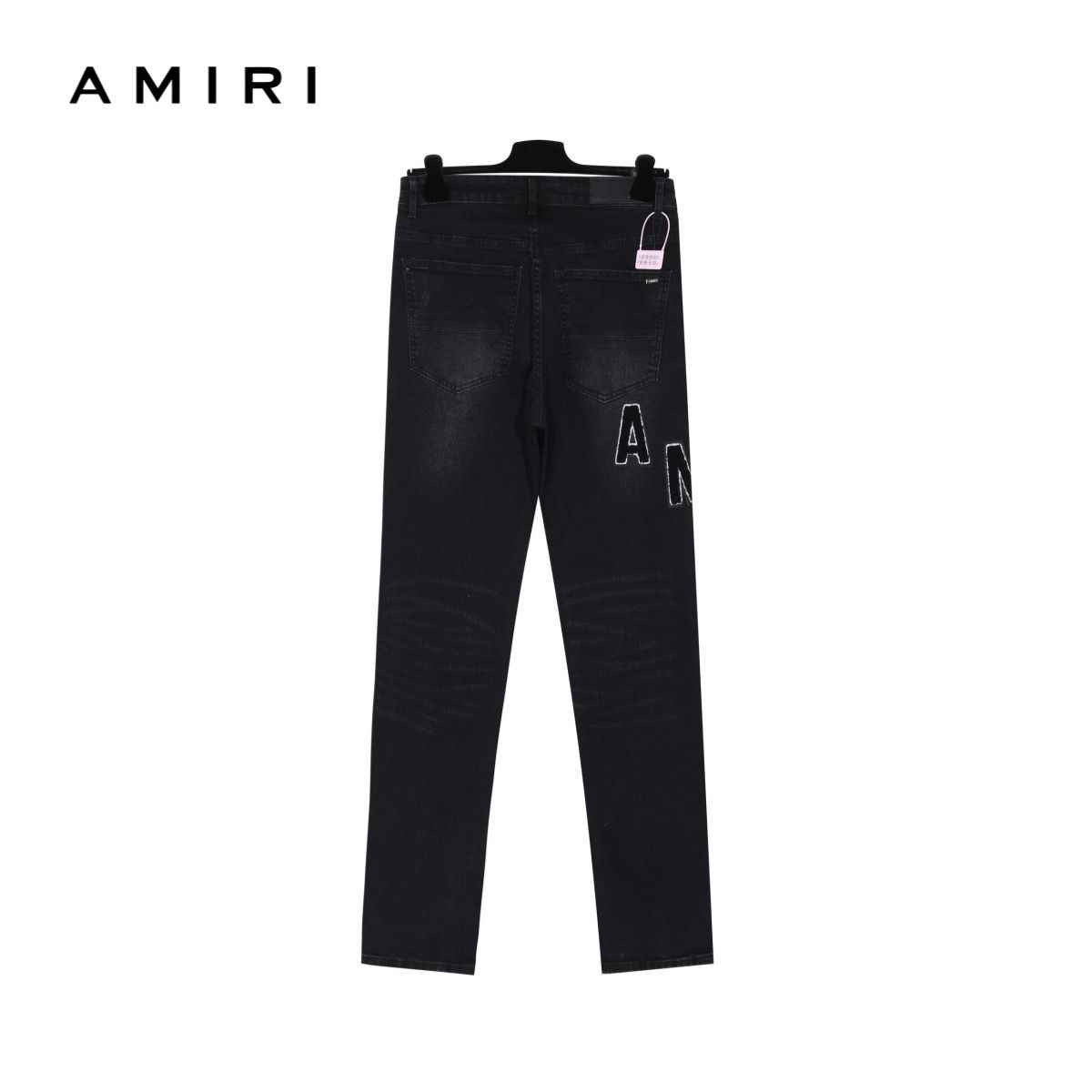 New arrival washing black fleece logo jeans