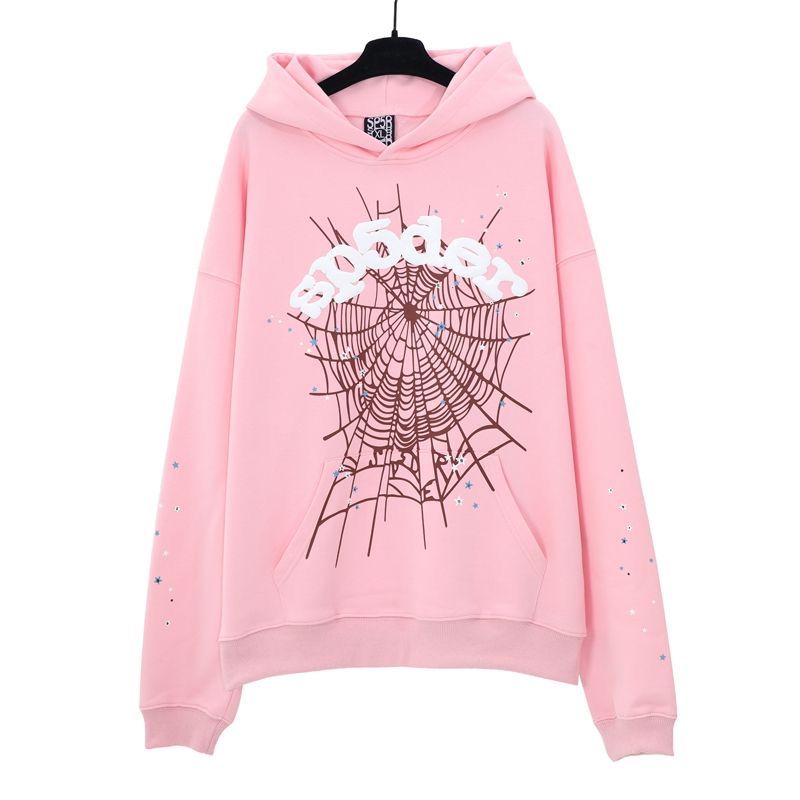 New arrival white puff logo pink cotton hoodie
