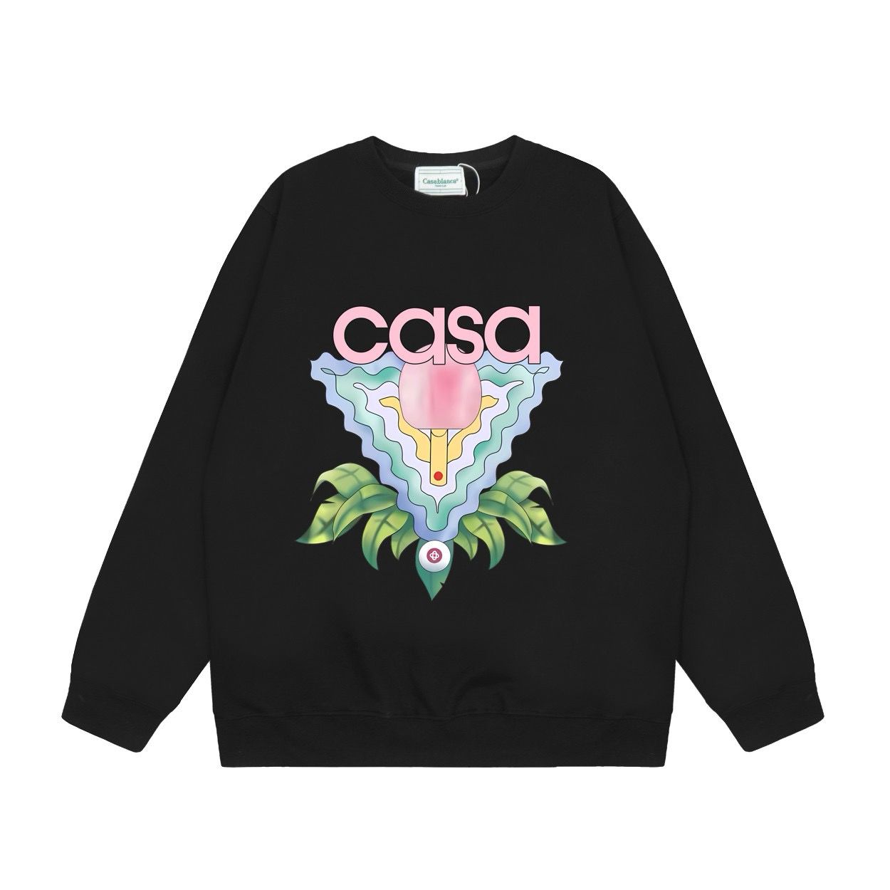 New arrival pink green printing crewneck