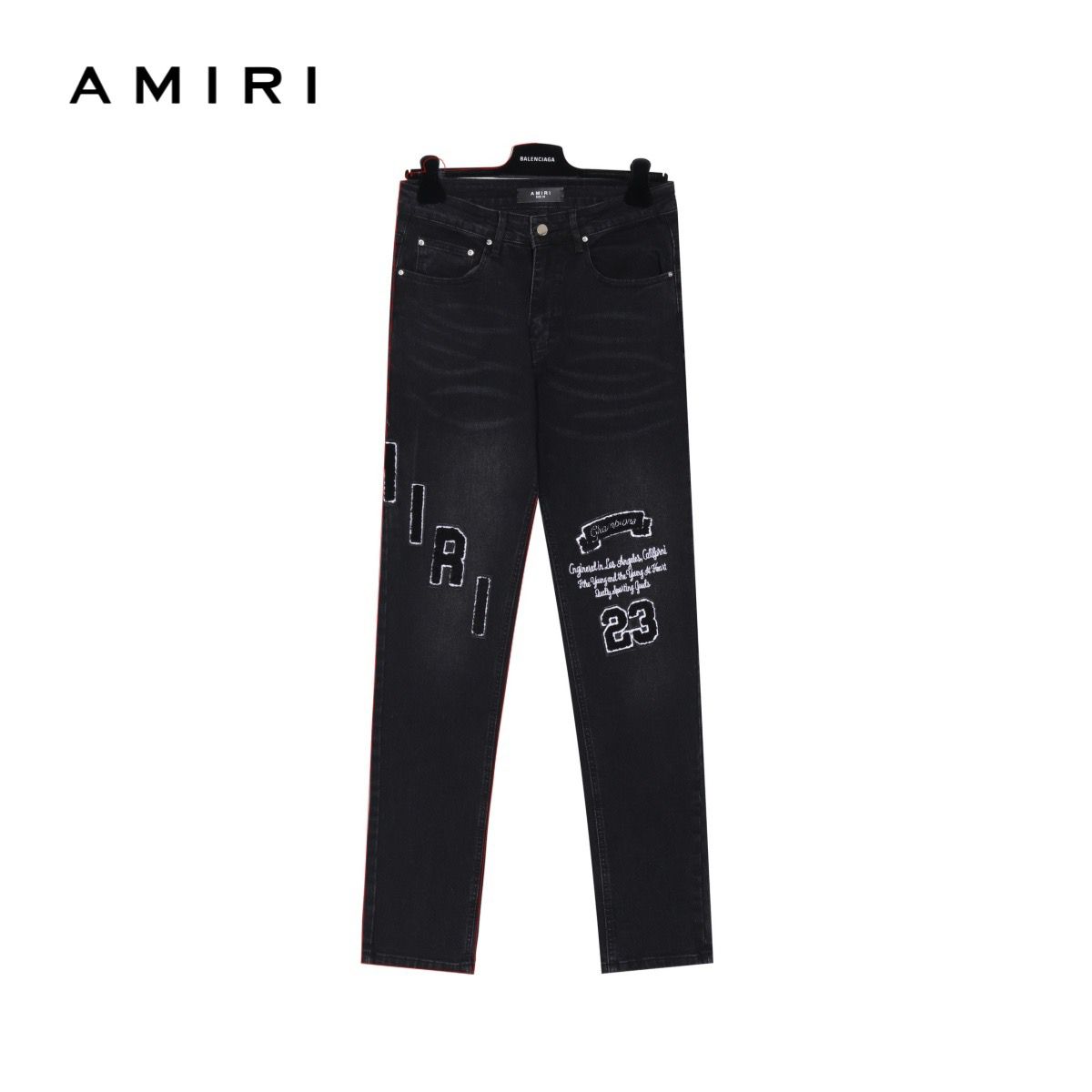 New arrival washing black fleece logo jeans