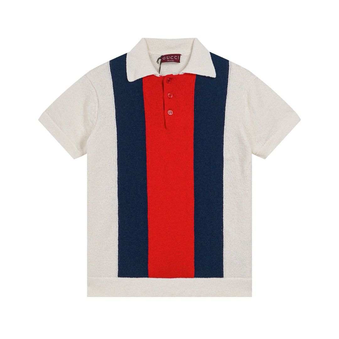 1:1 version new arrival red green jacquard knit polo shirt