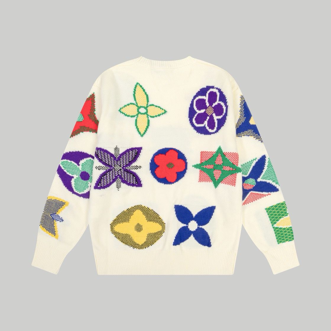 1:1 Version new arrival beige with colorful print sweater