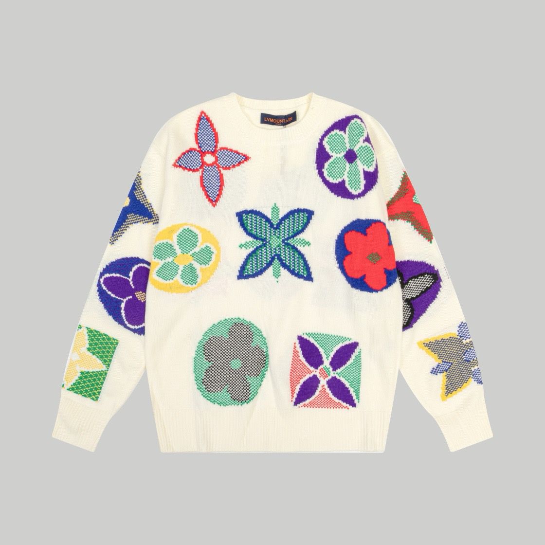 1:1 Version new arrival beige with colorful print sweater