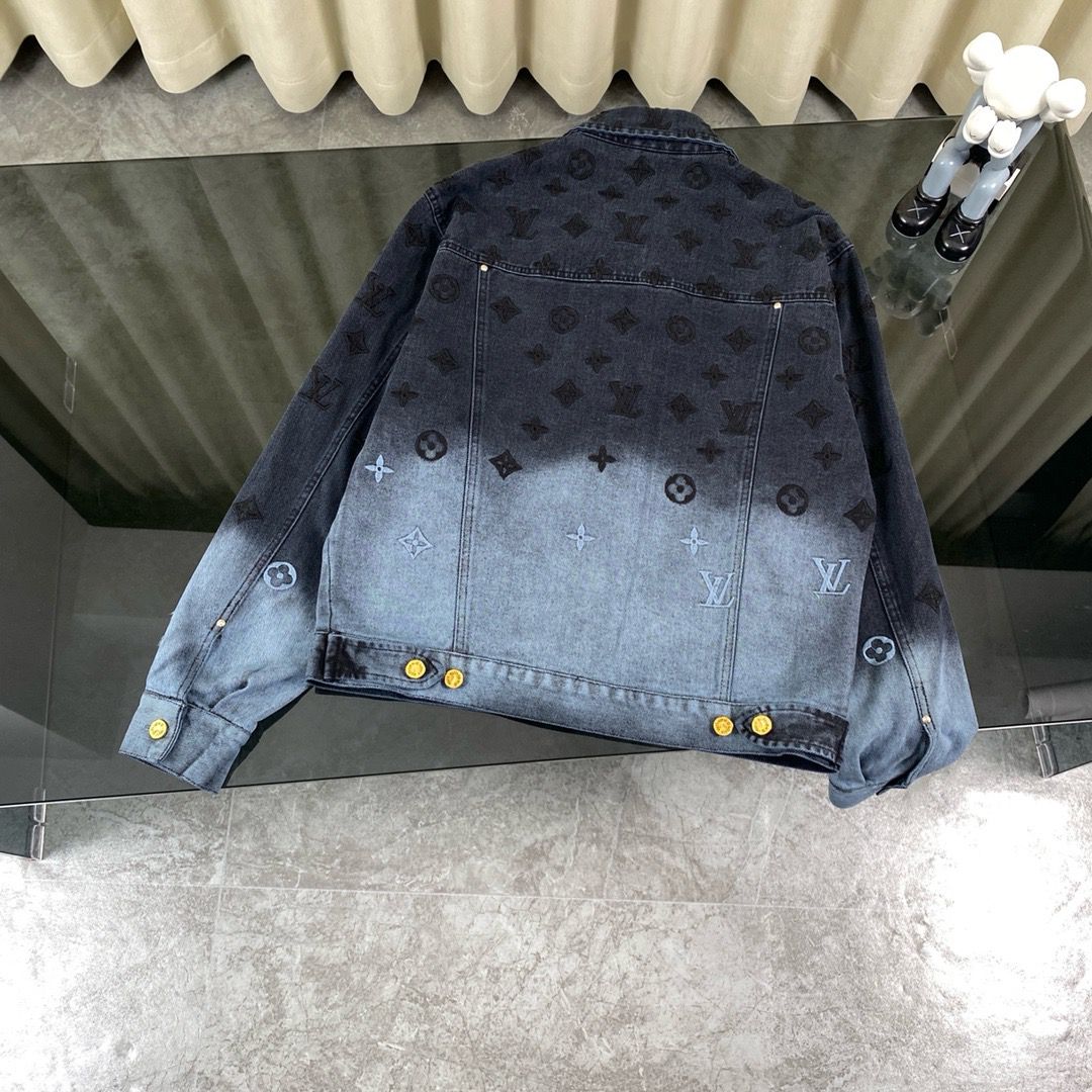 1:1 Version new arrival northern light flame gradient denim jacket