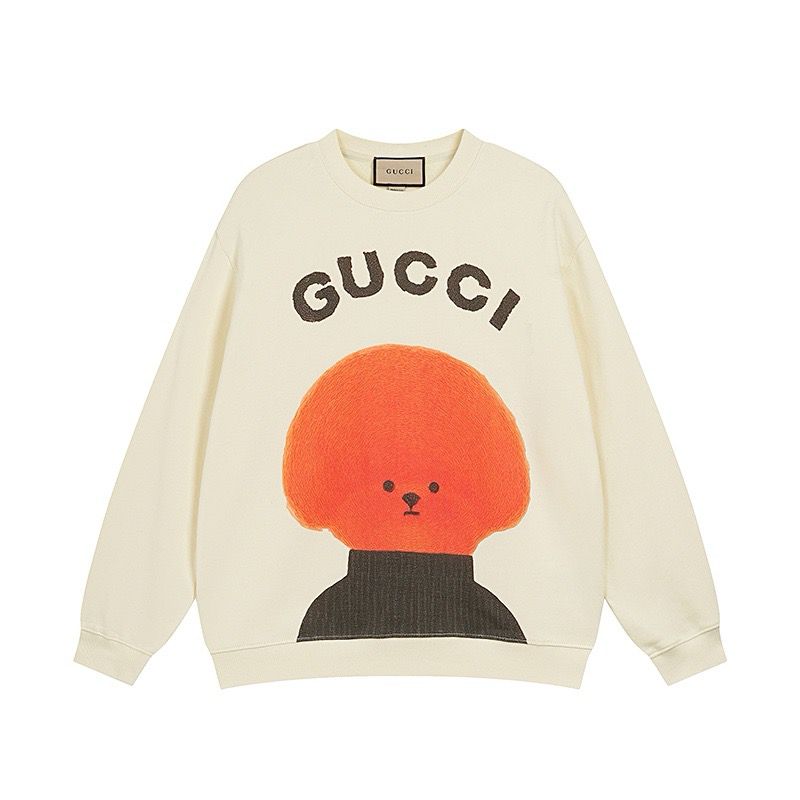 1:1 Version beige color with orange print crewneck