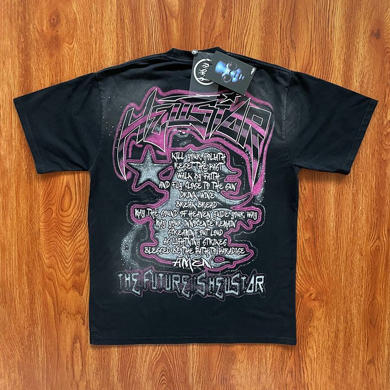 Classic washing black with red face red printing tee