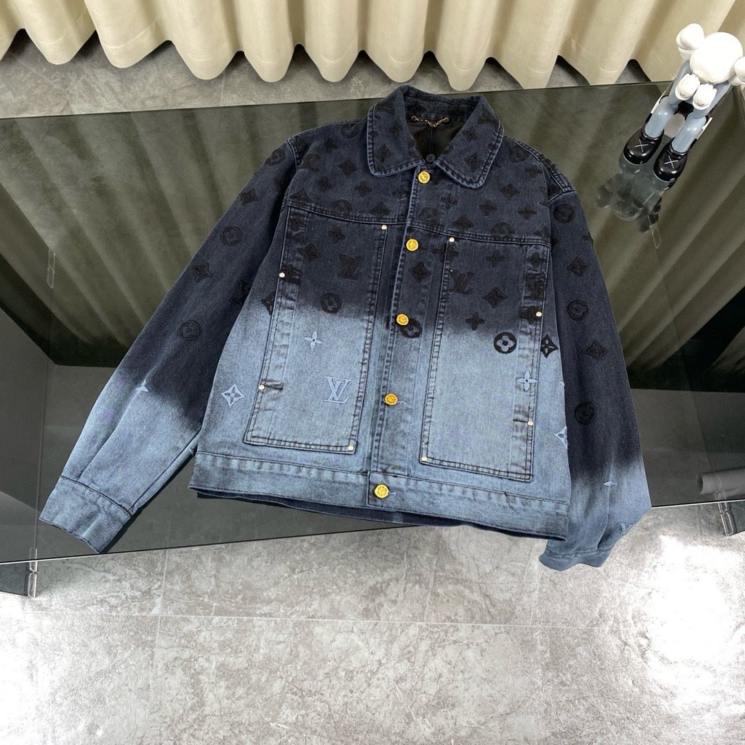 1:1 Version new arrival northern light flame gradient denim jacket