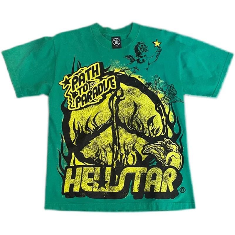 New arrival green with yellow black print tee