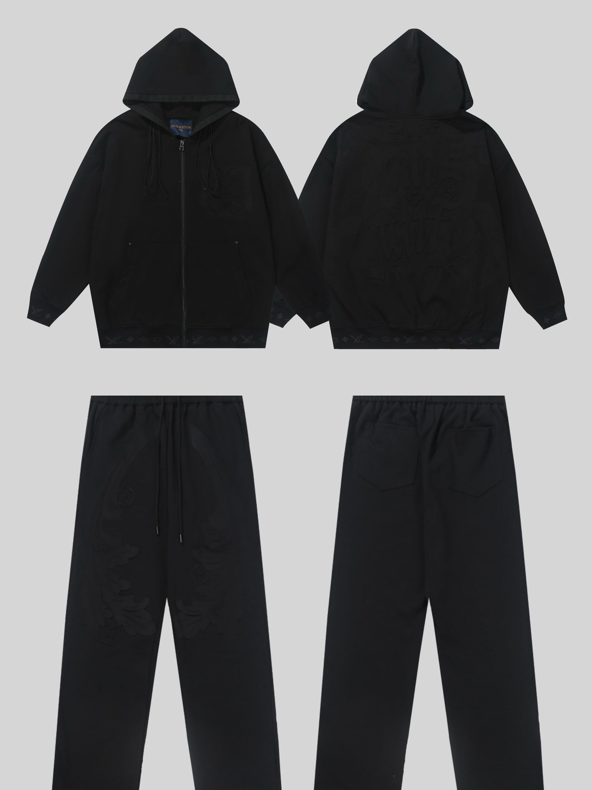 1:1 Version 3D relief embossed jacket pant tracksuit