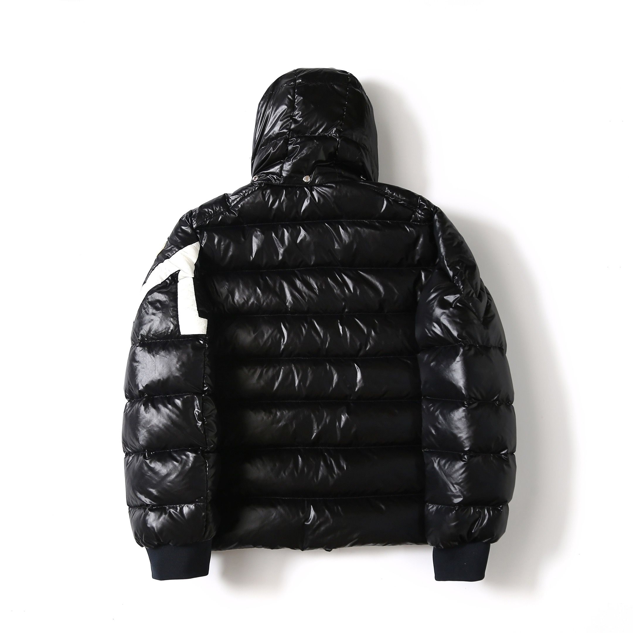 1:1 Quality twin peak striped hoodie down jacket