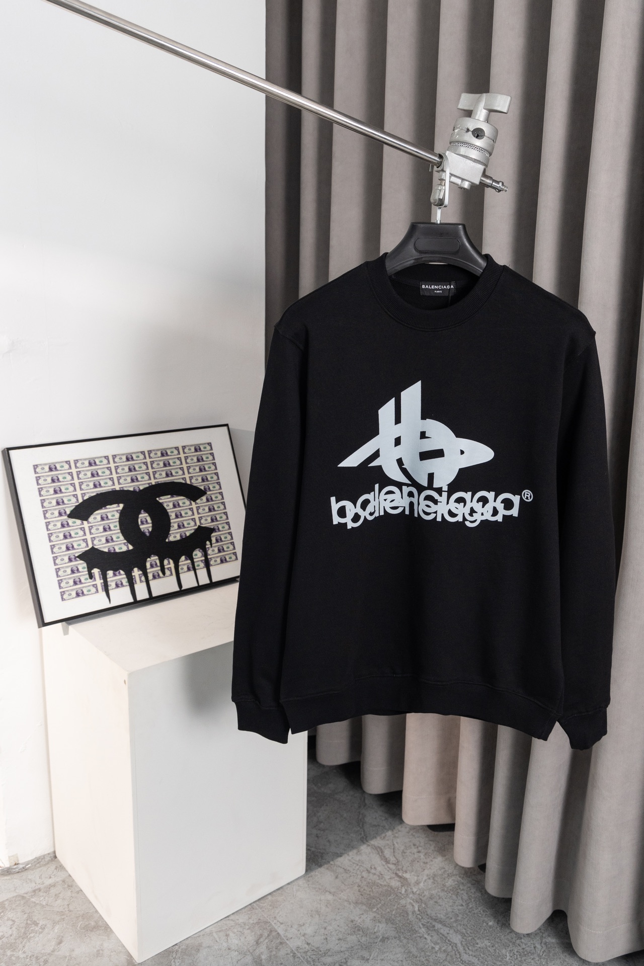 New arrival black white logo printing hoodie