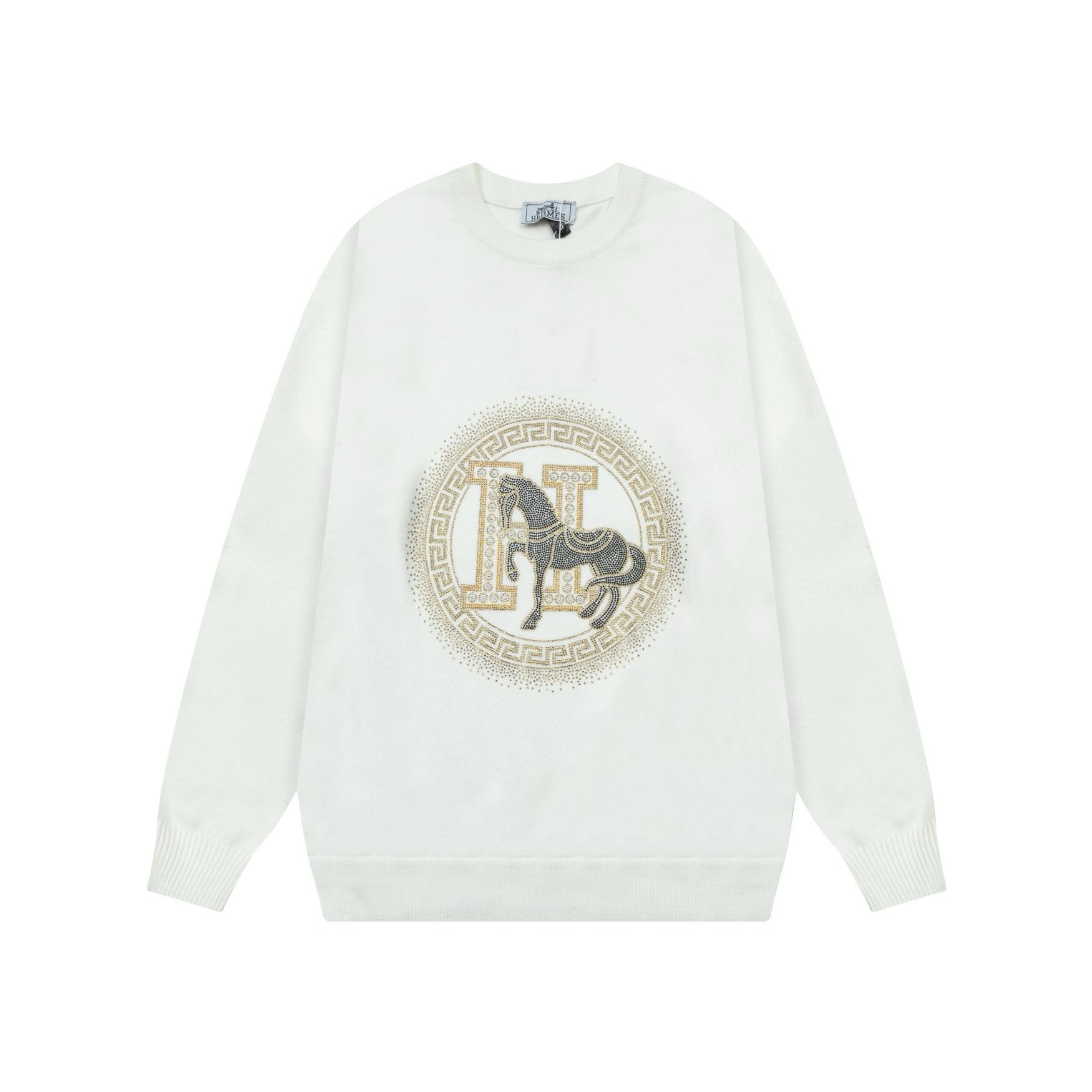 1:1 quality new rhinestone white sweater