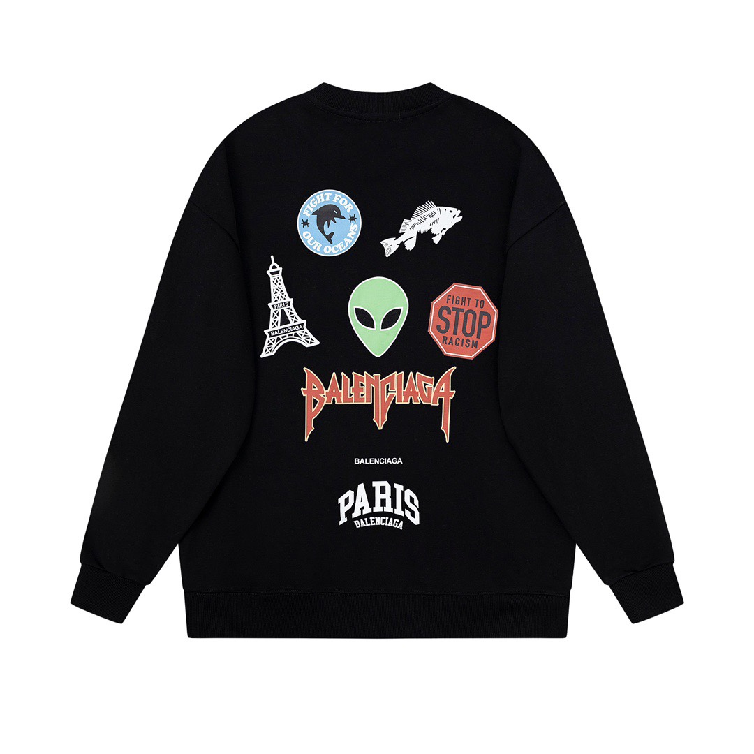 1:1 version Pattern printing black  hoodie