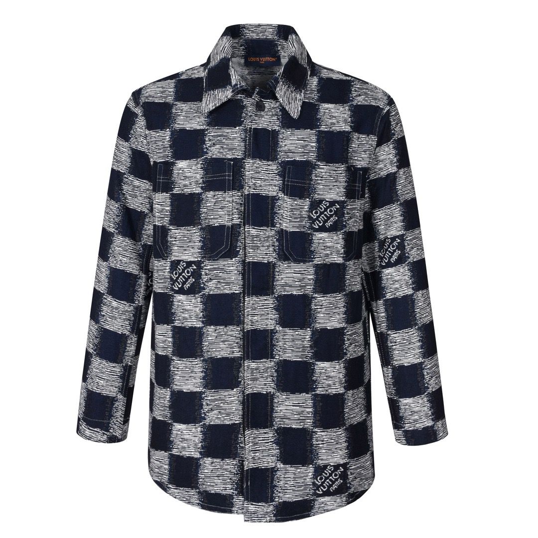 1:1 top quality blue checkerboard shirt jacket