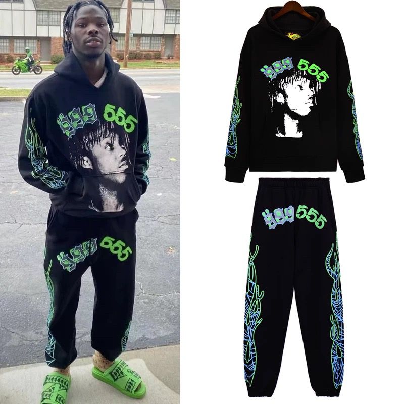 Black with green print tracksuit