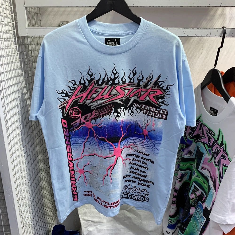 Blue with red print oversize tee