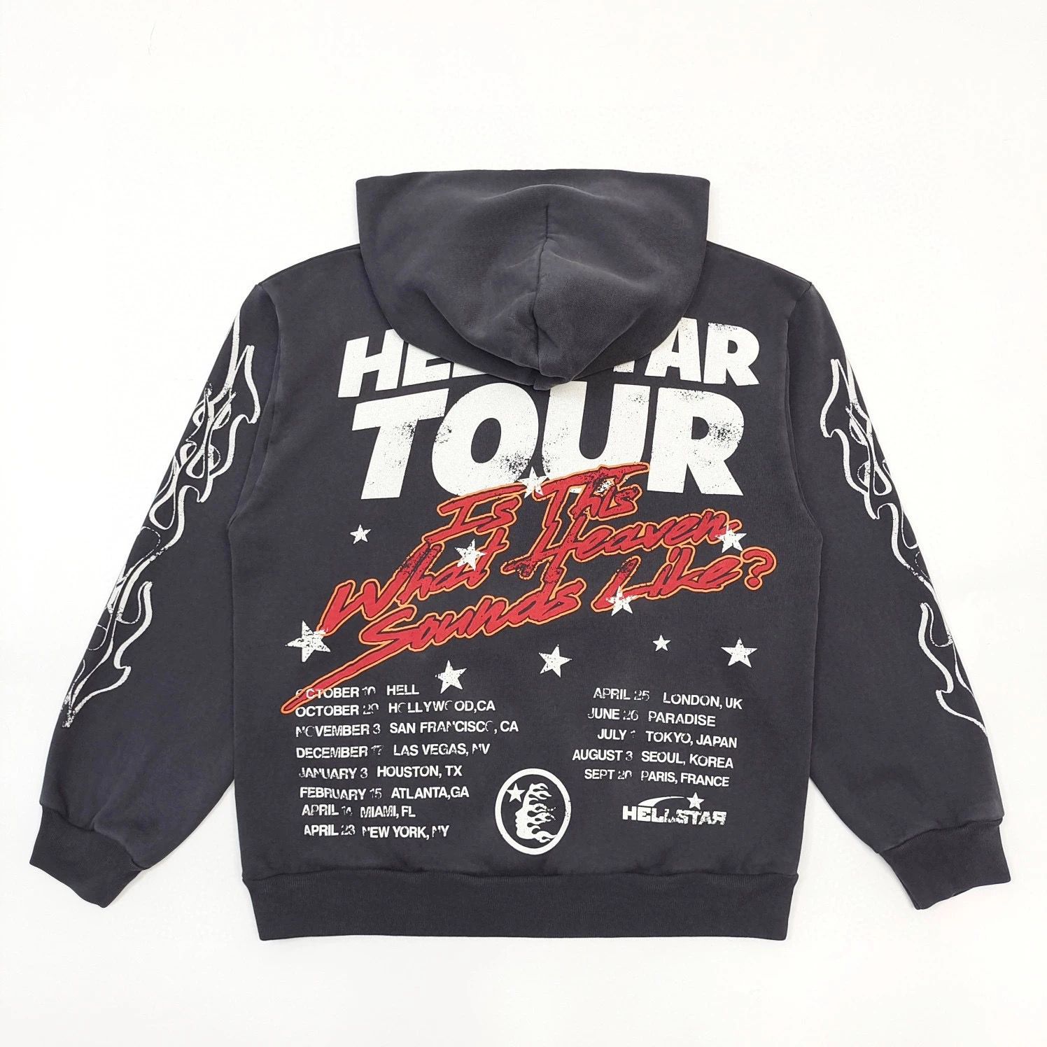 1:1 top quality new washing black fire hoodie