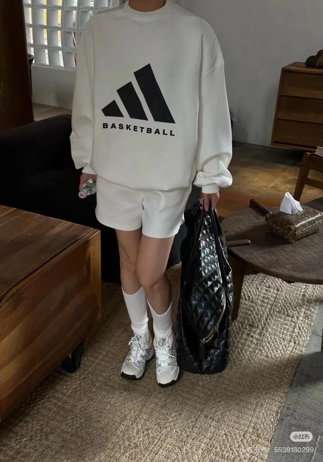 1:1 Quality Addias logo black white hoodie
