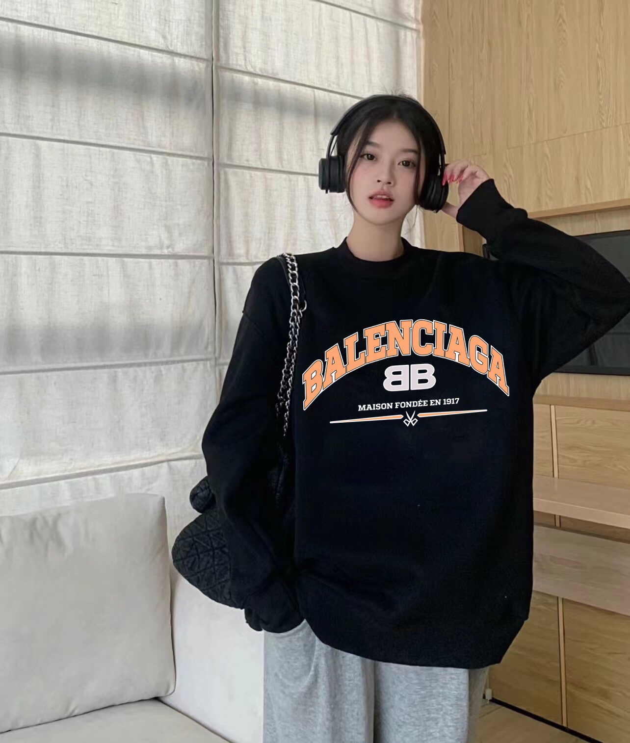1:1 Quality BB1917 printing black WOMEN MEN hoodie