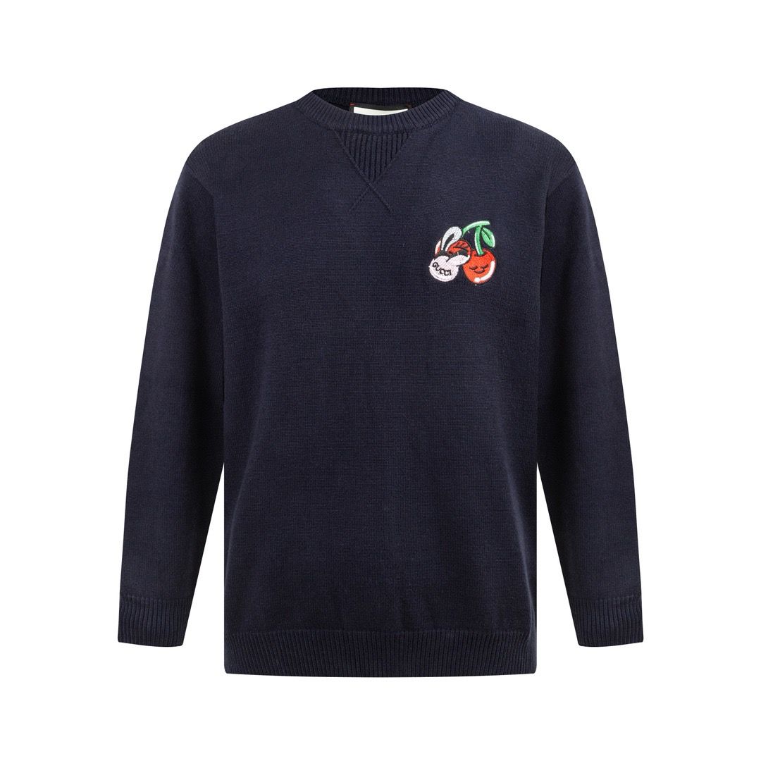 1:1 Quality new black with red embroidery cherry sweater