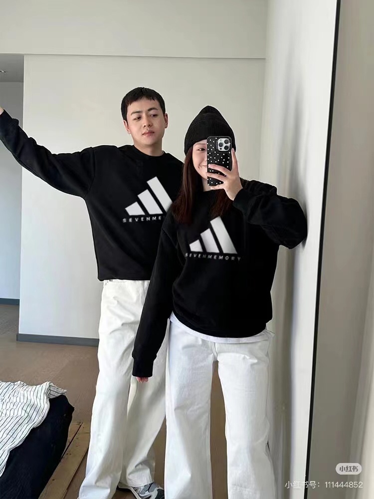 1:1 Quality Addias logo black white hoodie