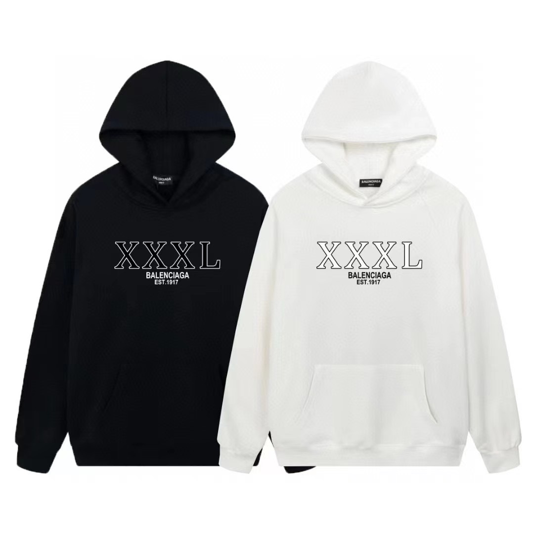 1:1 Quality XXXL printing black white hoodie