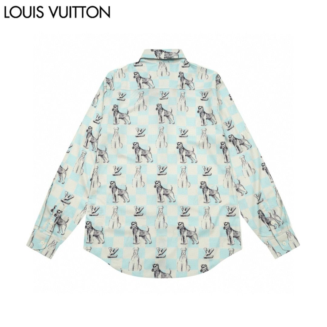 New full fox print light blue polo long sleeve shirt