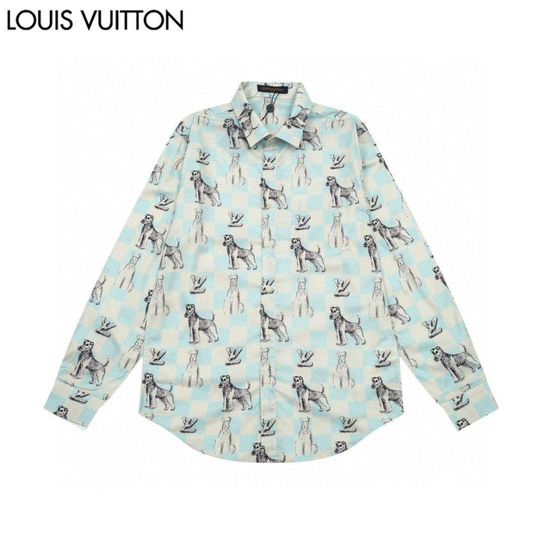 New full fox print light blue polo long sleeve shirt