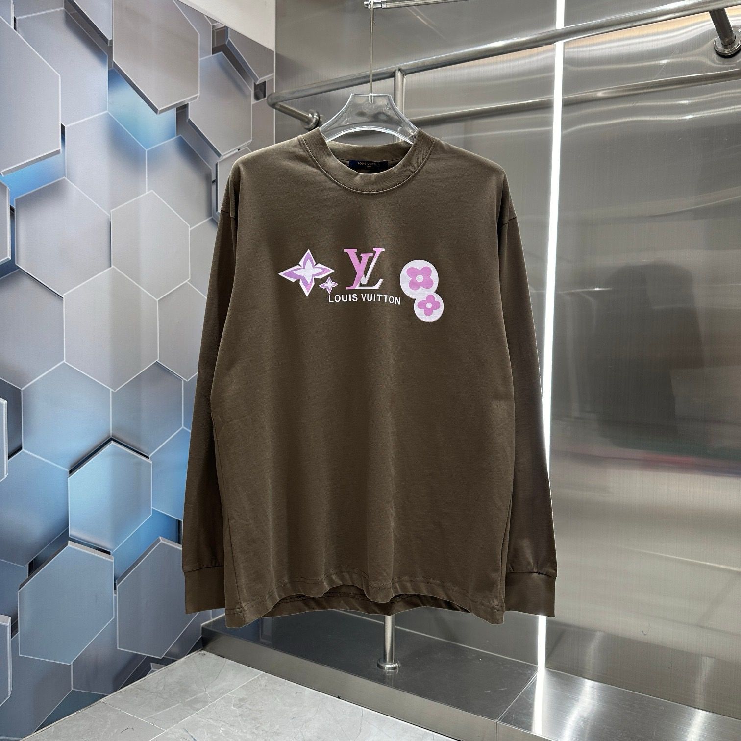 New arrival pink logo print long sleeve
