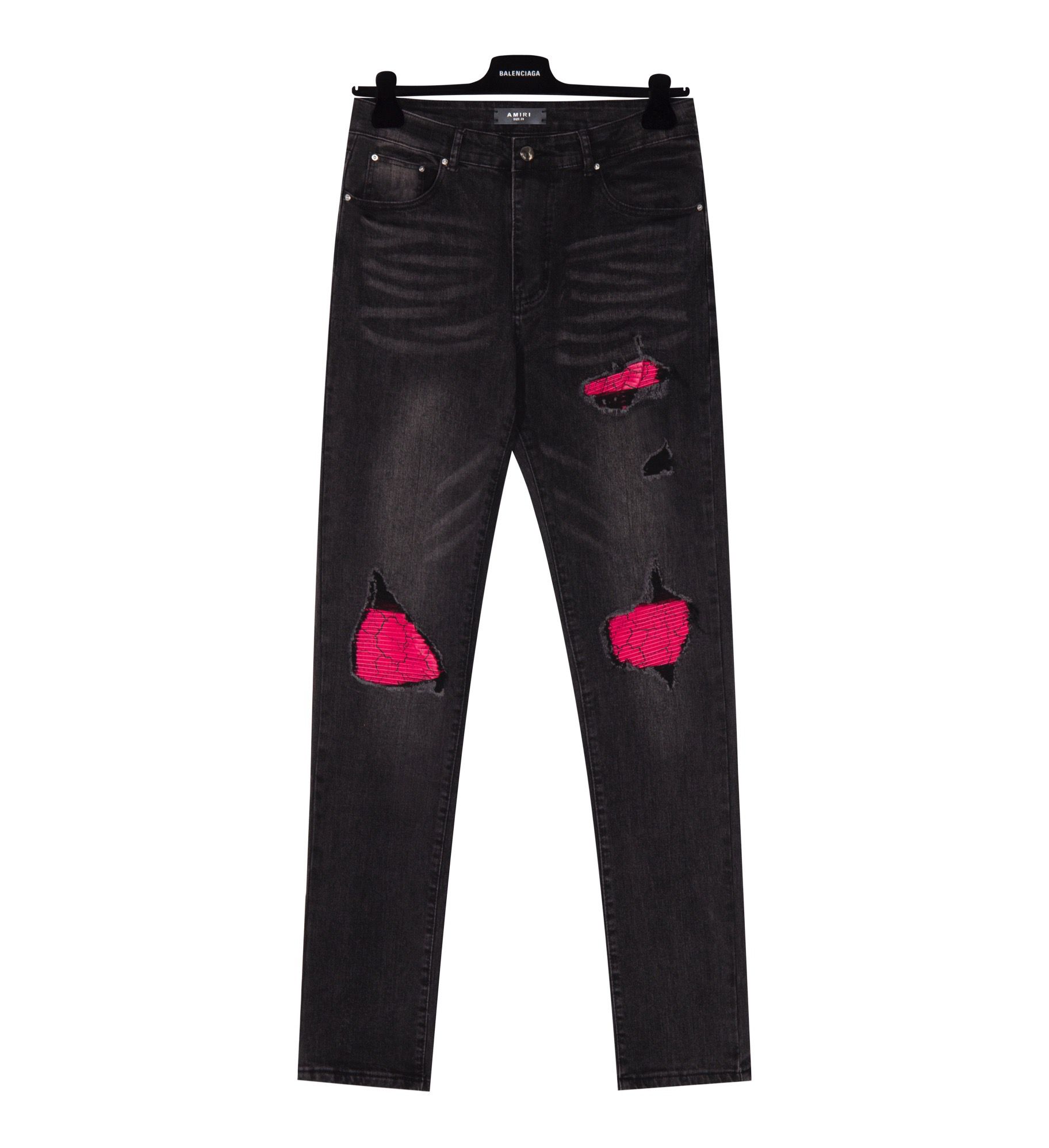 New arrival pink patch black jeans