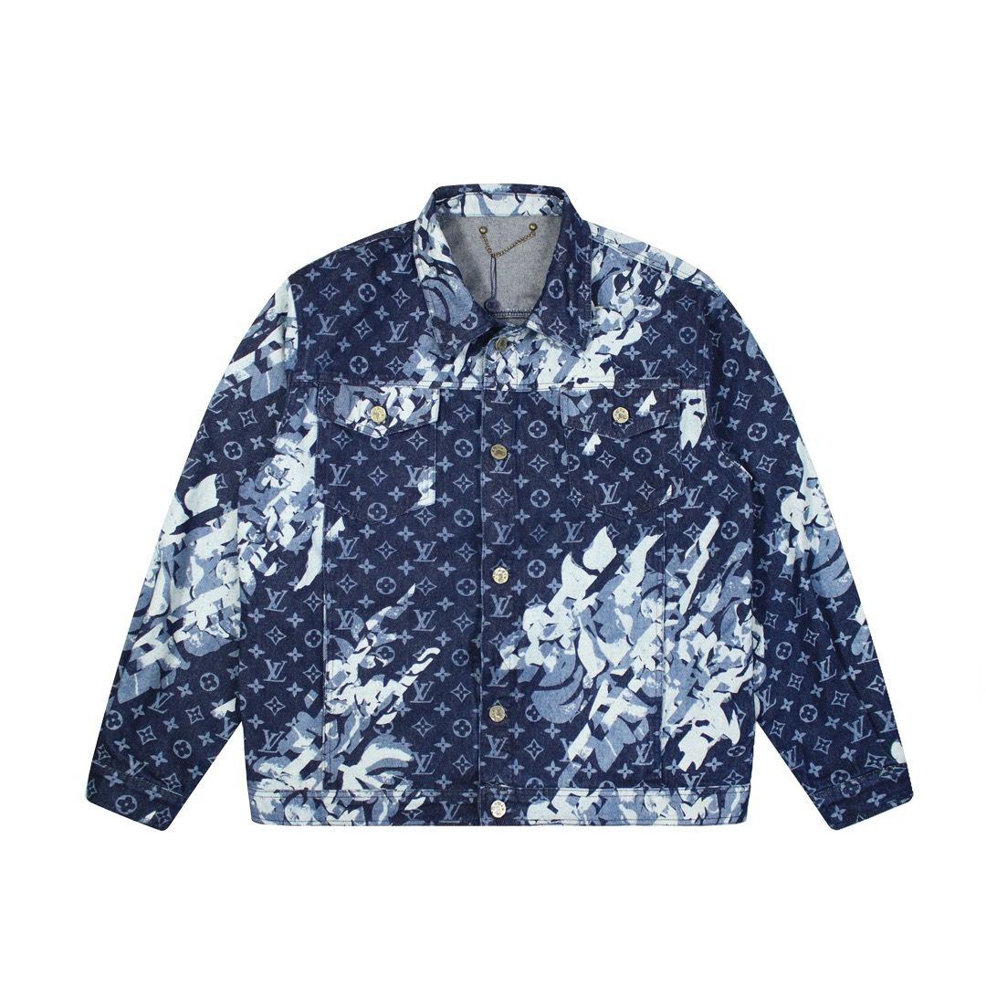 New arrival blue full logo denim jacket